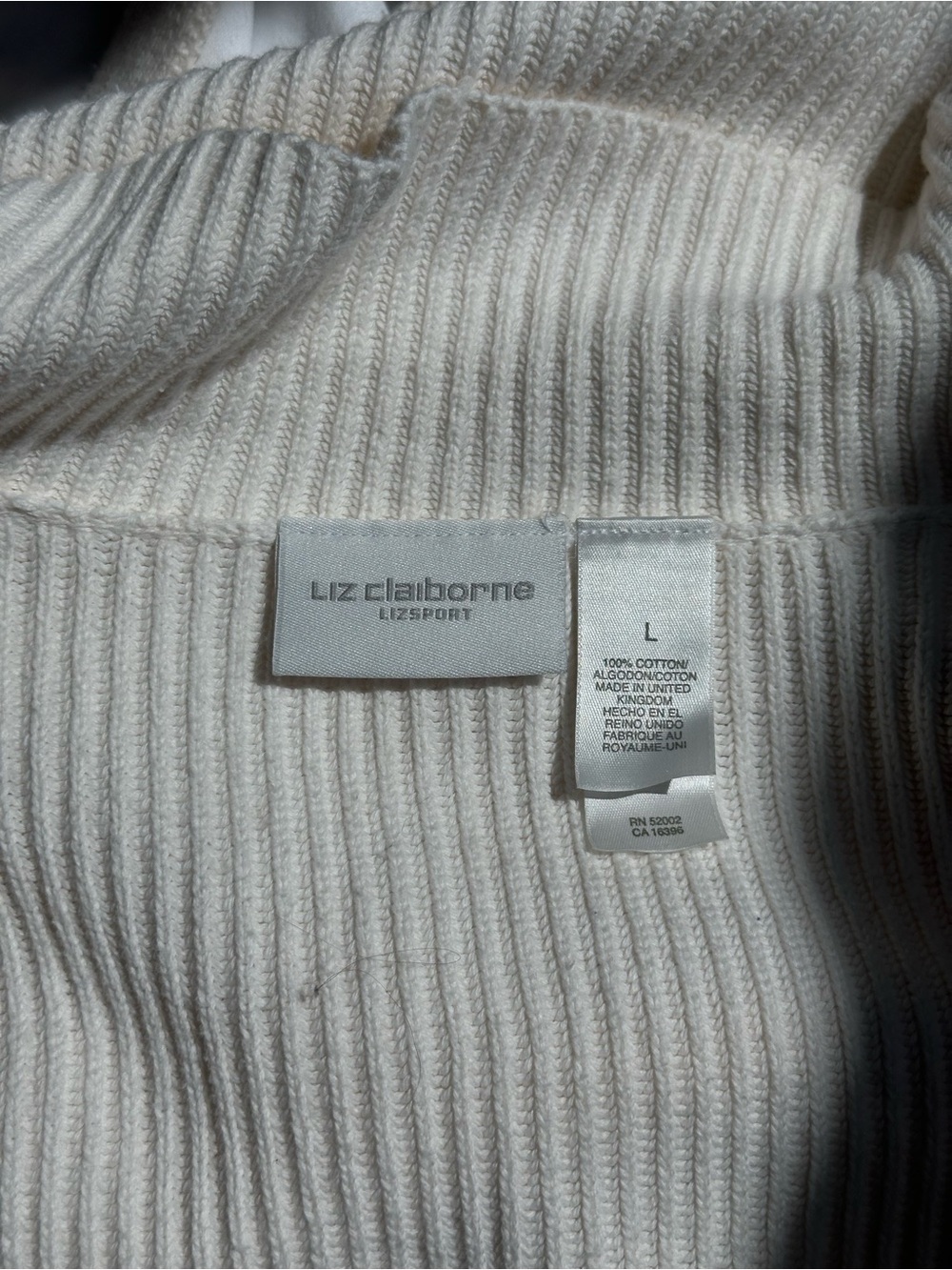SOLD Liz Claiborne 90s Cream Button Knit Sweater Cardigan w/ Belt Tie - Picture 11 of 13